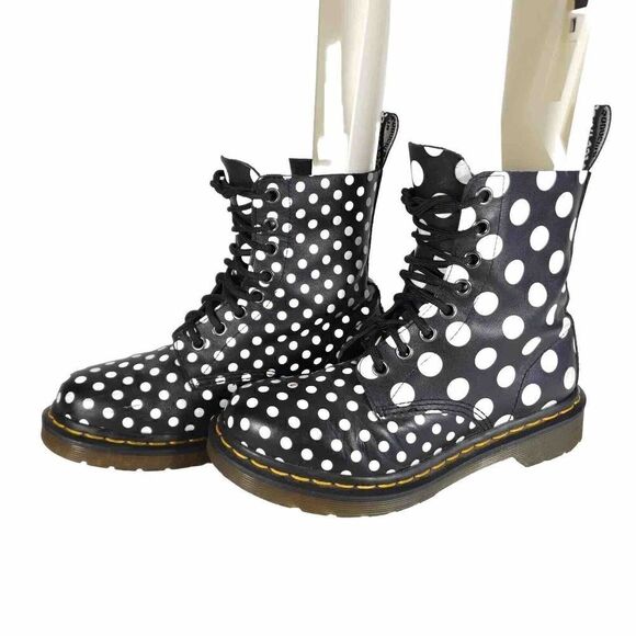 Dr Martens Women’s US5 Pascal Polka Dot Black White Soft Leather Ankle Boots - Picture 1 of 12